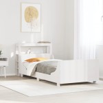 vidaXL Cadru de pat fără saltea, alb, 90x200 cm, lemn masiv pin