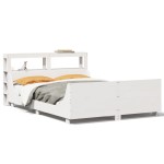 vidaXL Cadru de pat fără saltea, alb, 140x190 cm, lemn masiv de pin vidaXL Cadru de pat fără saltea, alb, 140x190 cm, lemn masiv de pin