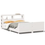 vidaXL Cadru de pat fără saltea, alb, 135x190 cm, lemn masiv de pin vidaXL Cadru de pat fără saltea, alb, 135x190 cm, lemn masiv de pin