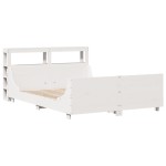 vidaXL Cadru de pat fără saltea, alb, 135x190 cm, lemn masiv de pin vidaXL Cadru de pat fără saltea, alb, 135x190 cm, lemn masiv de pin