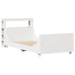 vidaXL Cadru de pat fără saltea, alb, 75x190 cm, lemn masiv de pin