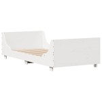 vidaXL Cadru de pat fără saltea, alb, 75x190 cm, lemn masiv de pin
