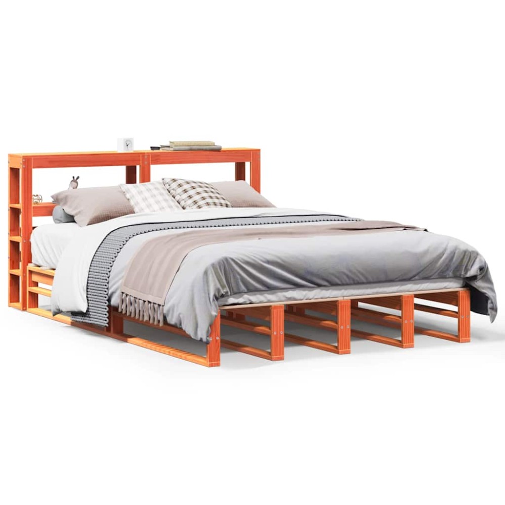 vidaXL Cadru de pat fără saltea, maro ceruit 140x200 cm lemn masiv pin