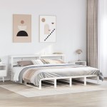 vidaXL Cadru de pat fără saltea, alb, 180x200 cm, lemn masiv pin