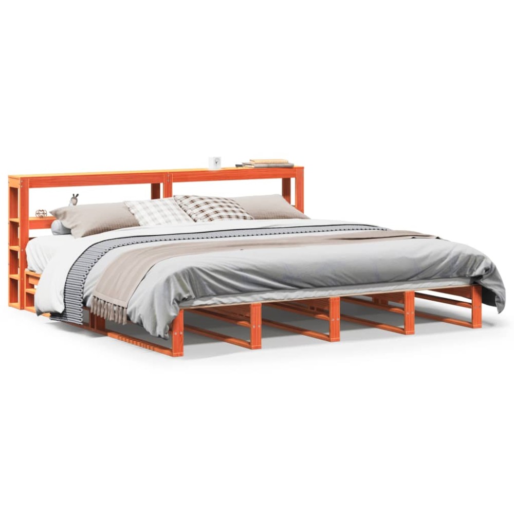 vidaXL Cadru de pat fără saltea, maro ceruit 180x200 cm lemn masiv pin