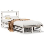 vidaXL Cadru de pat fără saltea, alb, 75x190 cm, lemn masiv de pin