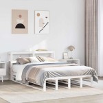 vidaXL Cadru de pat fără saltea, alb, 135x190 cm, lemn masiv de pin vidaXL Cadru de pat fără saltea, alb, 135x190 cm, lemn masiv de pin