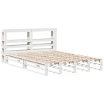 vidaXL Cadru de pat fără saltea, alb, 135x190 cm, lemn masiv de pin vidaXL Cadru de pat fără saltea, alb, 135x190 cm, lemn masiv de pin