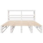 vidaXL Cadru de pat fără saltea, alb, 135x190 cm, lemn masiv de pin vidaXL Cadru de pat fără saltea, alb, 135x190 cm, lemn masiv de pin