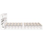 vidaXL Cadru de pat fără saltea, alb, 140x190 cm, lemn masiv de pin