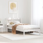 vidaXL Cadru de pat fără saltea, alb, 75x190 cm, lemn masiv de pin