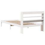 vidaXL Cadru de pat fără saltea, alb, 75x190 cm, lemn masiv de pin