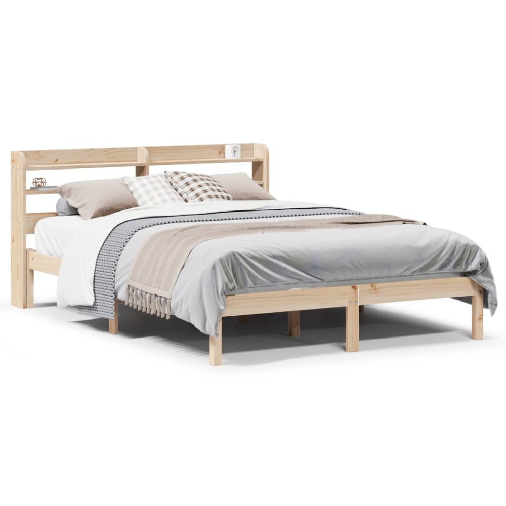vidaXL Cadru de pat fără saltea, 135x190 cm, lemn masiv de pin