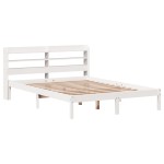 vidaXL Cadru de pat fără saltea, alb, 140x190 cm, lemn masiv de pin