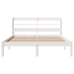 vidaXL Cadru de pat fără saltea, alb, 140x190 cm, lemn masiv de pin
