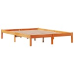 vidaXL Cadru de pat cu tăblie, maro ceruit, 135x190 cm, lemn masiv pin vidaXL Cadru de pat cu tăblie, maro ceruit, 135x190 cm, lemn masiv pin