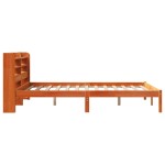 vidaXL Cadru de pat cu tăblie, maro ceruit, 135x190 cm, lemn masiv pin vidaXL Cadru de pat cu tăblie, maro ceruit, 135x190 cm, lemn masiv pin
