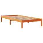 vidaXL Cadru de pat cu tăblie, maro ceruit, 100x200 cm, lemn masiv pin vidaXL Cadru de pat cu tăblie, maro ceruit, 100x200 cm, lemn masiv pin