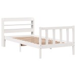 vidaXL Cadru de pat fără saltea, alb, 75x190 cm, lemn masiv de pin