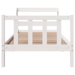 vidaXL Cadru de pat fără saltea, alb, 75x190 cm, lemn masiv de pin