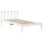 vidaXL Cadru de pat fără saltea, alb, 75x190 cm, lemn masiv de pin