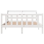 vidaXL Cadru de pat fără saltea, alb, 140x190 cm, lemn masiv de pin