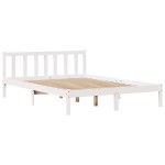 vidaXL Cadru de pat fără saltea, alb, 140x190 cm, lemn masiv de pin