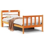 vidaXL Cadru de pat cu tăblie, maro ceruit, 75x190 cm, lemn masiv pin