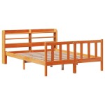vidaXL Cadru de pat cu tăblie, maro ceruit, 120x190 cm, lemn masiv pin vidaXL Cadru de pat cu tăblie, maro ceruit, 120x190 cm, lemn masiv pin