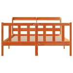 vidaXL Cadru de pat cu tăblie, maro ceruit, 135x190 cm, lemn masiv pin vidaXL Cadru de pat cu tăblie, maro ceruit, 135x190 cm, lemn masiv pin