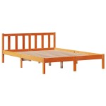 vidaXL Cadru de pat cu tăblie, maro ceruit, 135x190 cm, lemn masiv pin vidaXL Cadru de pat cu tăblie, maro ceruit, 135x190 cm, lemn masiv pin