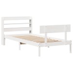 vidaXL Cadru de pat fără saltea, alb, 75x190 cm, lemn masiv de pin