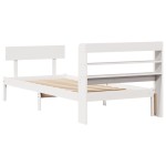 vidaXL Cadru de pat fără saltea, alb, 75x190 cm, lemn masiv de pin