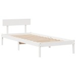 vidaXL Cadru de pat fără saltea, alb, 75x190 cm, lemn masiv de pin