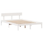 vidaXL Cadru de pat fără saltea, alb, 120x190 cm, lemn masiv pin