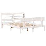 vidaXL Cadru de pat fără saltea, alb, 135x190 cm, lemn masiv de pin