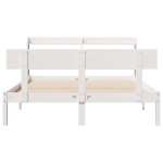 vidaXL Cadru de pat fără saltea, alb, 135x190 cm, lemn masiv de pin