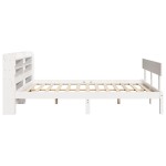 vidaXL Cadru de pat fără saltea, alb, 135x190 cm, lemn masiv de pin