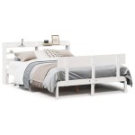 vidaXL Cadru de pat fără saltea, alb, 140x190 cm, lemn masiv de pin vidaXL Cadru de pat fără saltea, alb, 140x190 cm, lemn masiv de pin