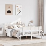 vidaXL Cadru de pat fără saltea, alb, 140x190 cm, lemn masiv de pin vidaXL Cadru de pat fără saltea, alb, 140x190 cm, lemn masiv de pin