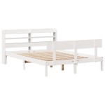 vidaXL Cadru de pat fără saltea, alb, 140x190 cm, lemn masiv de pin vidaXL Cadru de pat fără saltea, alb, 140x190 cm, lemn masiv de pin