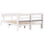 vidaXL Cadru de pat fără saltea, alb, 140x190 cm, lemn masiv de pin vidaXL Cadru de pat fără saltea, alb, 140x190 cm, lemn masiv de pin