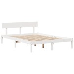 vidaXL Cadru de pat fără saltea, alb, 140x190 cm, lemn masiv de pin vidaXL Cadru de pat fără saltea, alb, 140x190 cm, lemn masiv de pin