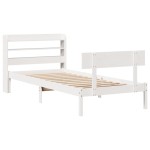 vidaXL Cadru de pat fără saltea, alb, 90x200 cm, lemn masiv pin