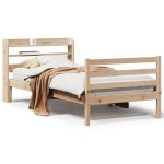 vidaXL Cadru de pat cu tăblie, 75x190 cm, lemn masiv de pin vidaXL Cadru de pat cu tăblie, 75x190 cm, lemn masiv de pin