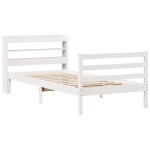 vidaXL Cadru de pat cu tăblie, alb, 75x190 cm, lemn masiv de pin vidaXL Cadru de pat cu tăblie, alb, 75x190 cm, lemn masiv de pin