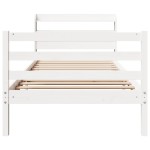 vidaXL Cadru de pat cu tăblie, alb, 75x190 cm, lemn masiv de pin vidaXL Cadru de pat cu tăblie, alb, 75x190 cm, lemn masiv de pin