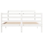 vidaXL Cadru de pat cu tăblie, alb, 120x190 cm, lemn masiv pin vidaXL Cadru de pat cu tăblie, alb, 120x190 cm, lemn masiv pin