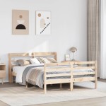 vidaXL Cadru de pat cu tăblie, 135x190 cm, lemn masiv de pin vidaXL Cadru de pat cu tăblie, 135x190 cm, lemn masiv de pin