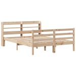 vidaXL Cadru de pat cu tăblie, 135x190 cm, lemn masiv de pin vidaXL Cadru de pat cu tăblie, 135x190 cm, lemn masiv de pin